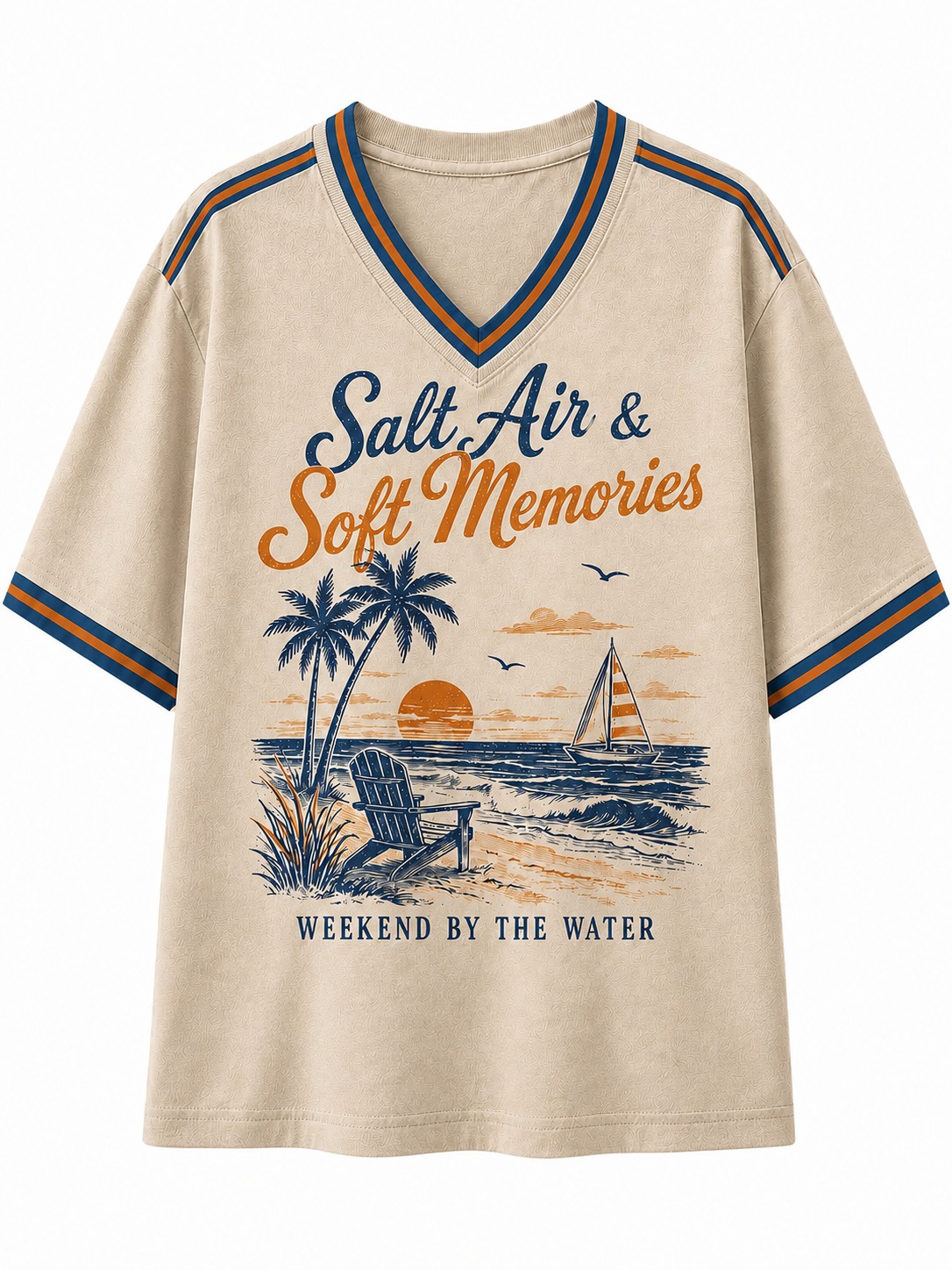Salt Air & Soft Memories Coastal V-Neck Tee