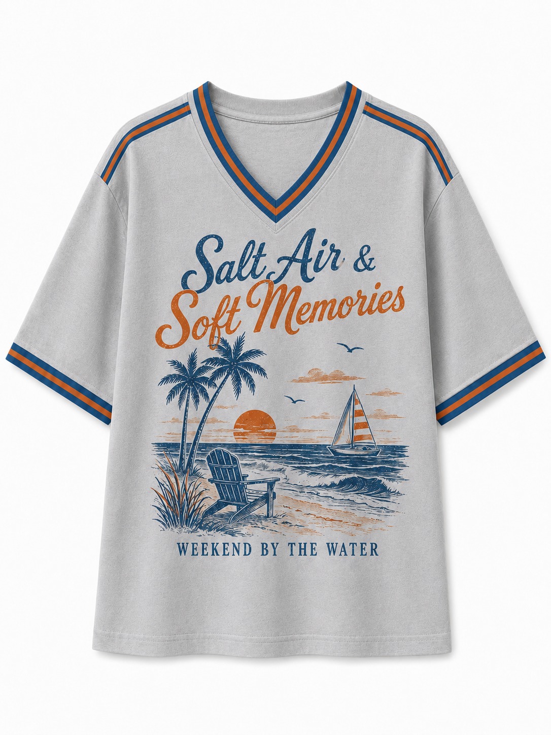 Salt Air & Soft Memories Coastal V-Neck Tee