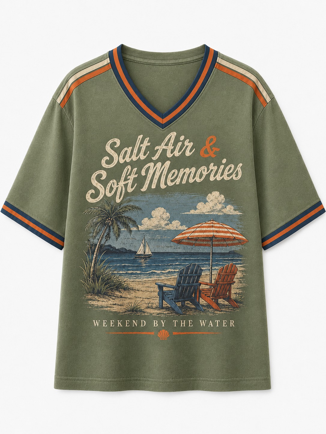 Salt Air & Soft Memories Beachside V-Neck Tee