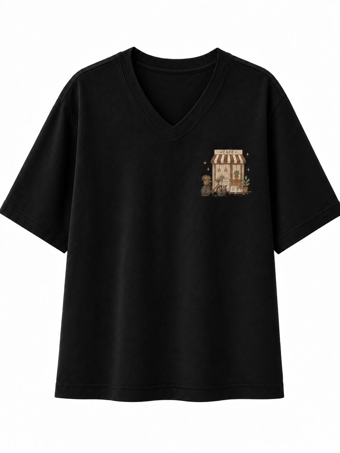 Morning Escape Cafe V-Neck Tee