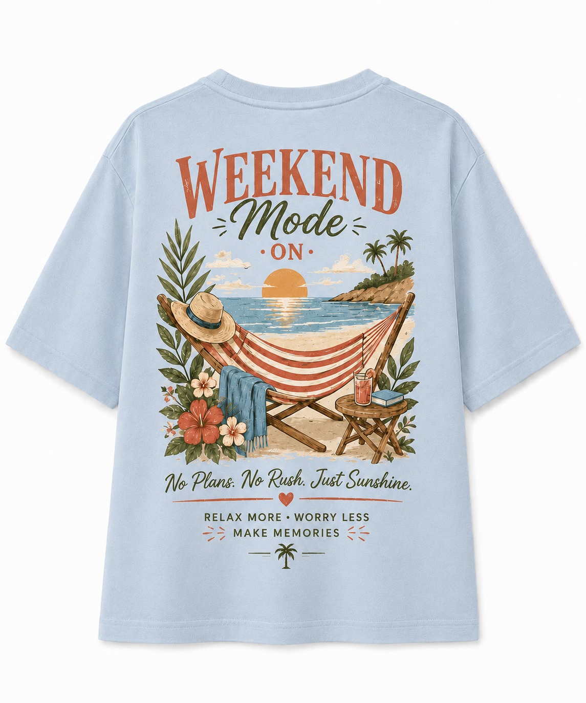 Weekend Mode V-Neck Graphic Tee