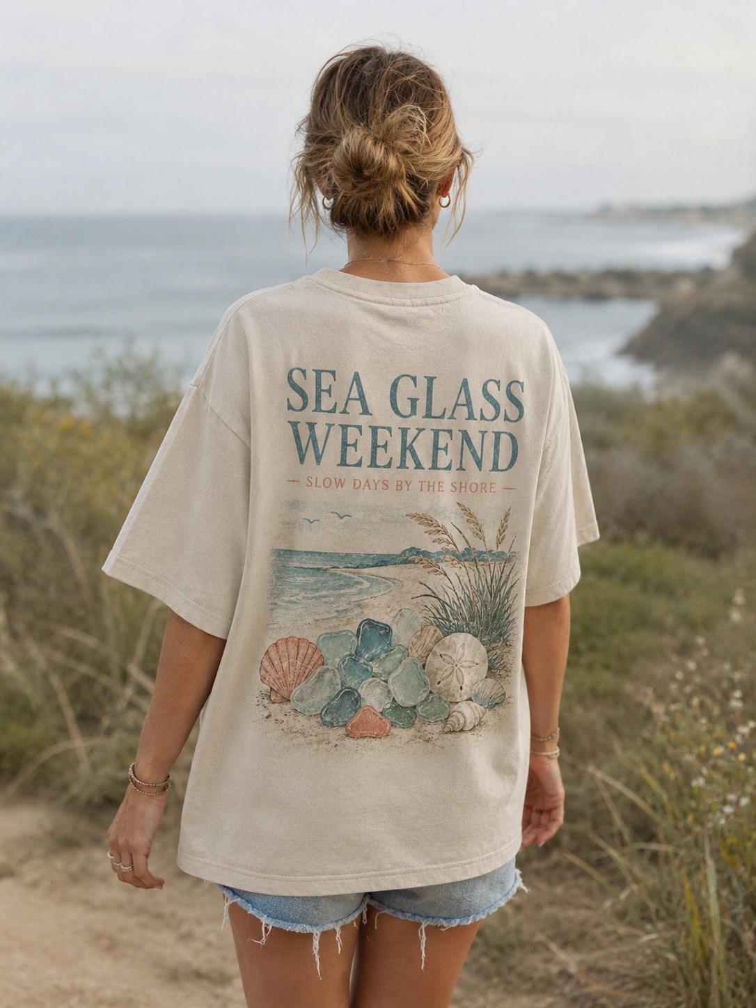 Sea Glass Weekend V-Neck Tee