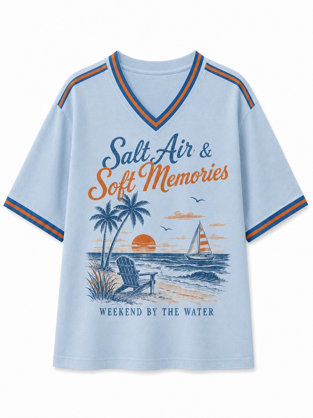 Salt Air & Soft Memories Coastal V-Neck Tee