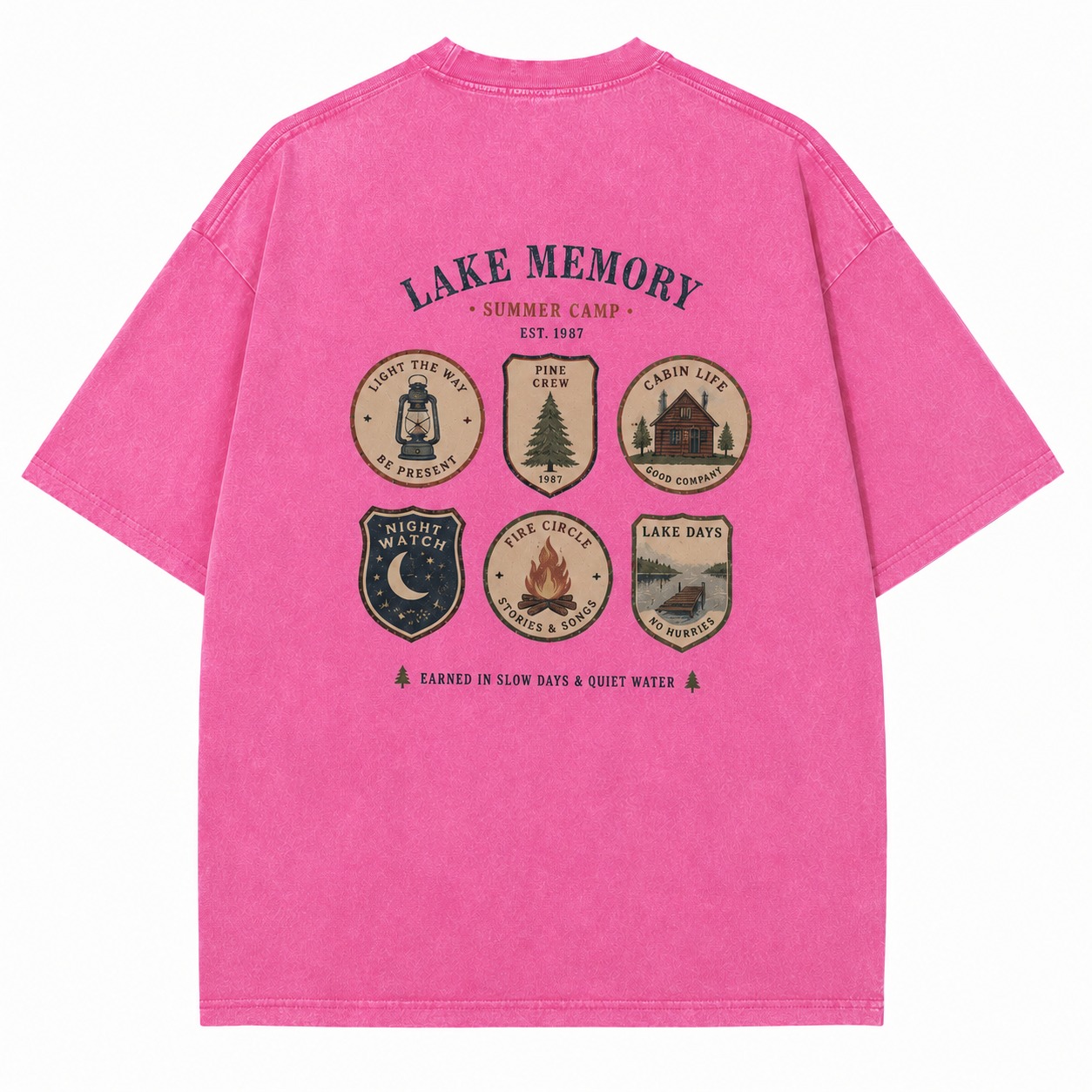 Lake Memory Summer Camp Badge Tee