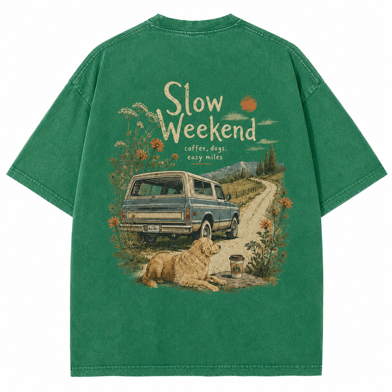 Slow Weekend Coffee Dogs Washed Tee