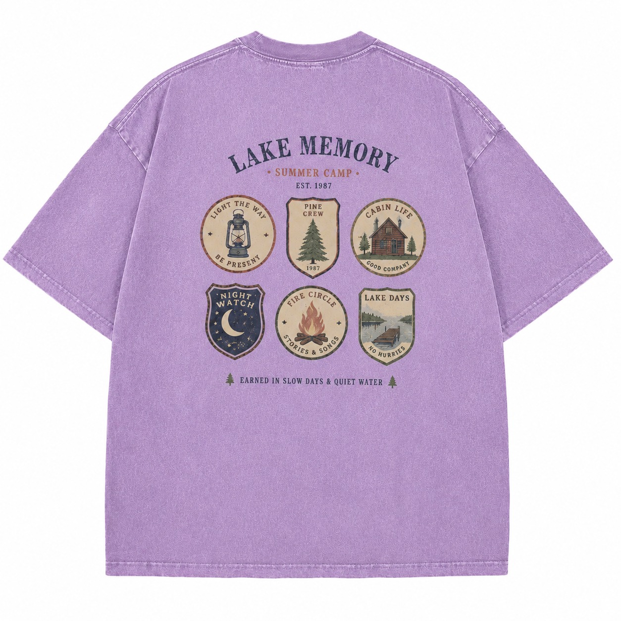 Lake Memory Summer Camp Badge Tee