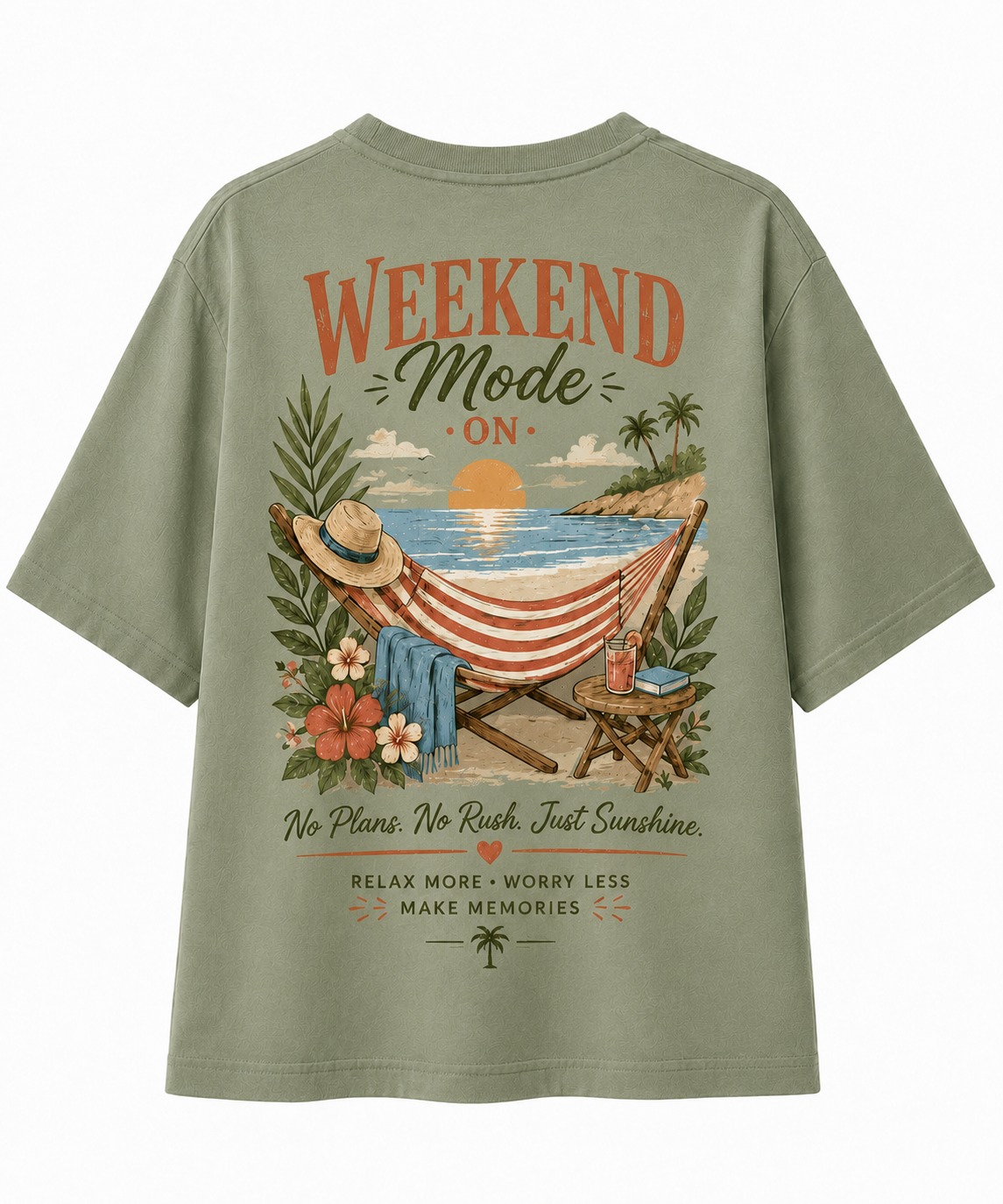 Weekend Mode V-Neck Graphic Tee