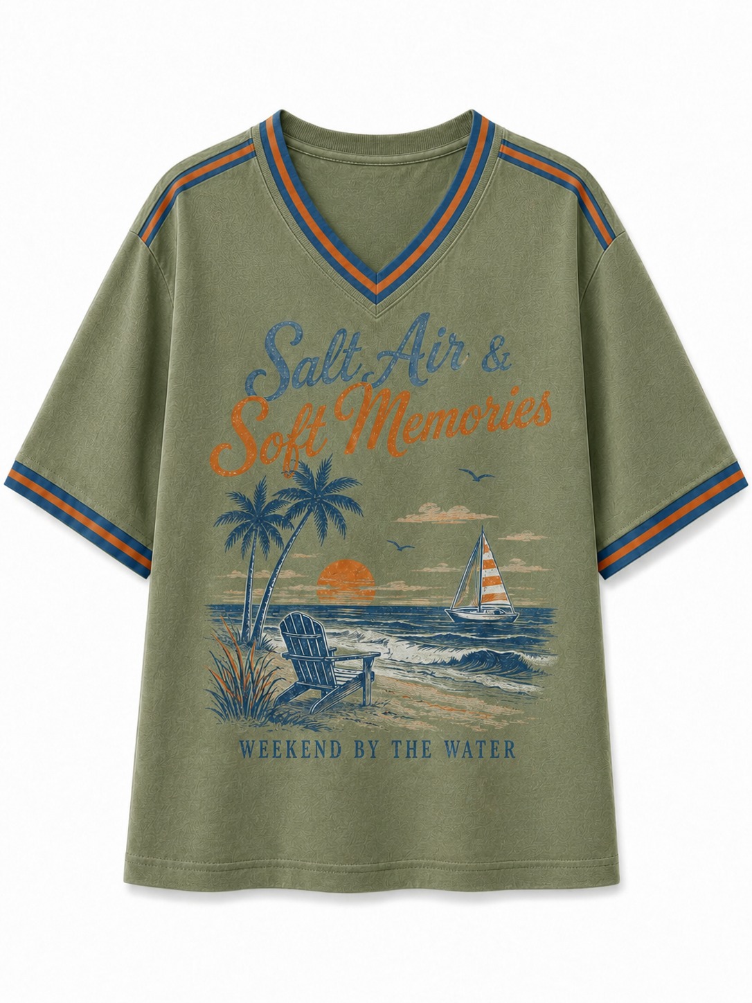 Salt Air & Soft Memories Coastal V-Neck Tee