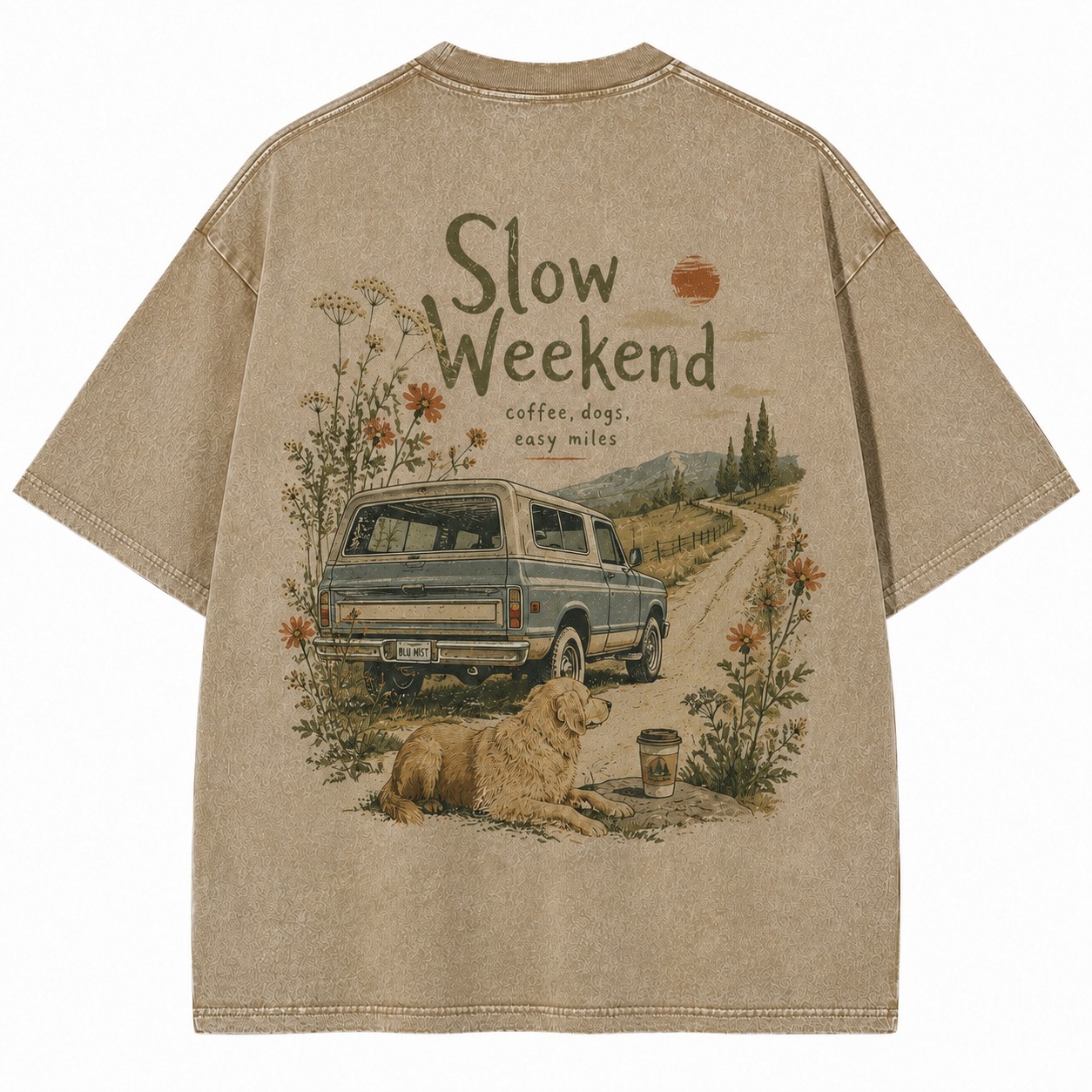 Slow Weekend Coffee Dogs Washed Tee