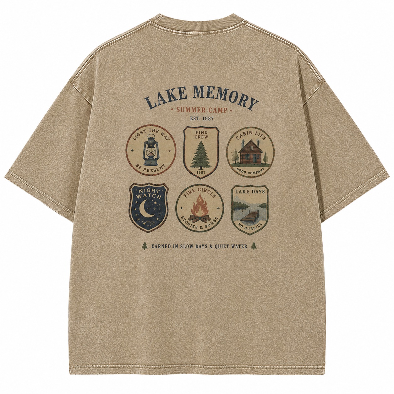 Lake Memory Summer Camp Badge Tee