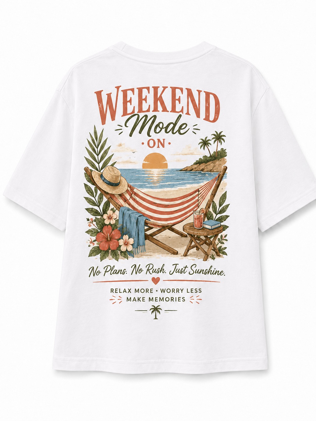 Weekend Mode V-Neck Graphic Tee