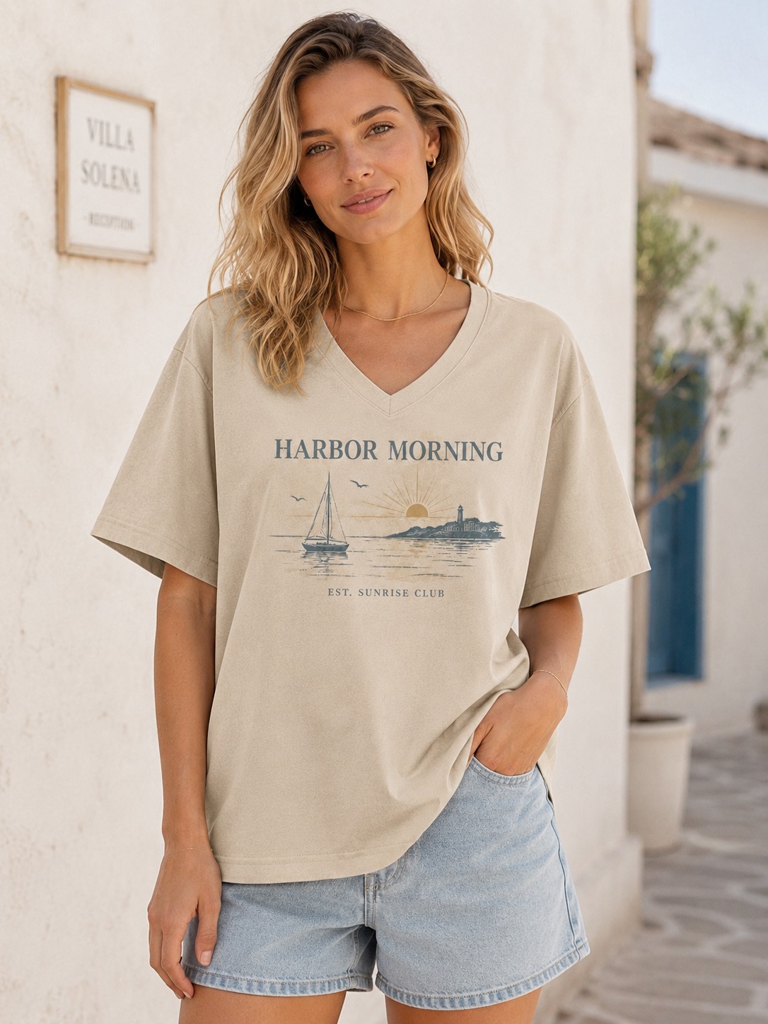 Harbor Morning V-Neck Tee