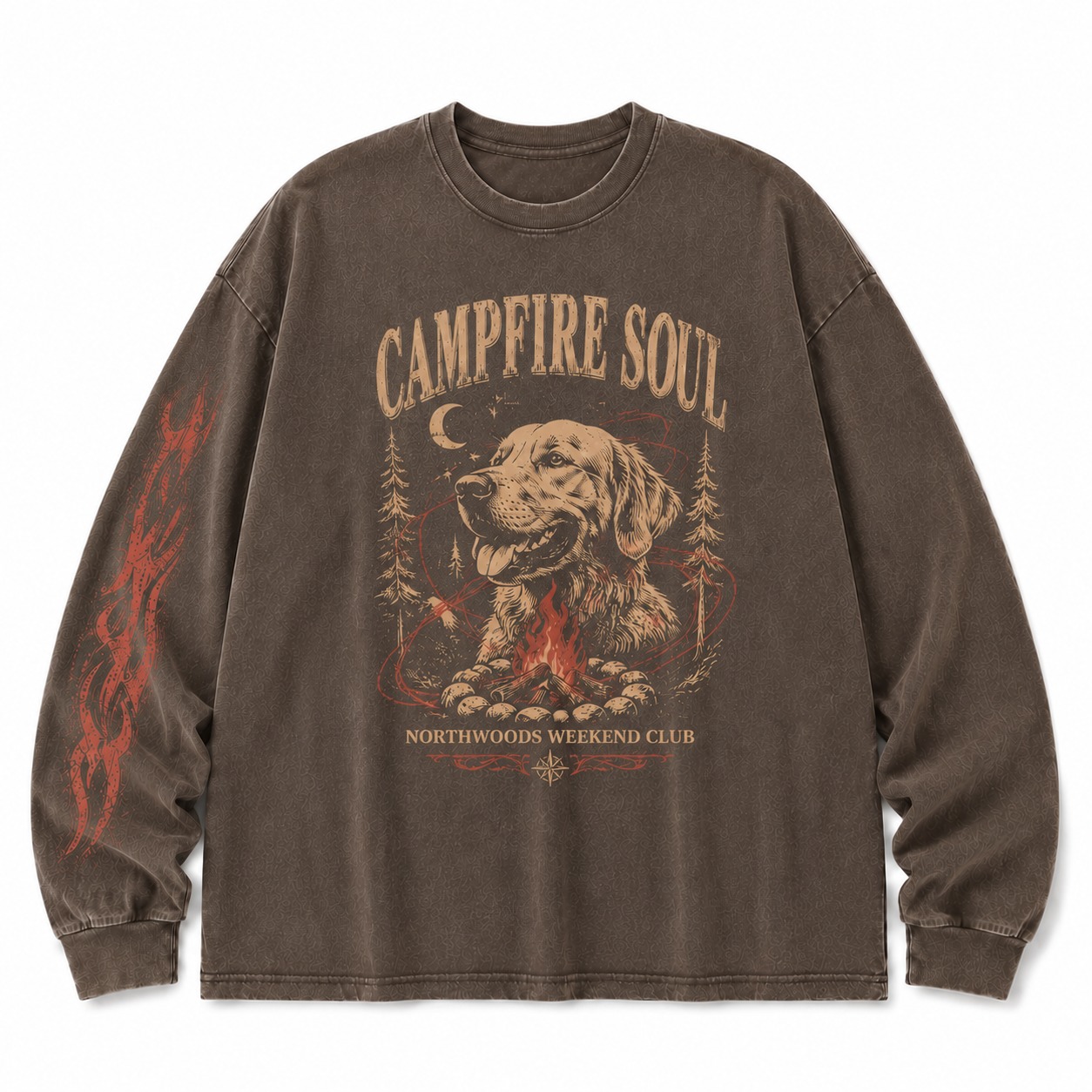 Campfire Soul Dog Graphic Washed Long Sleeve Tee