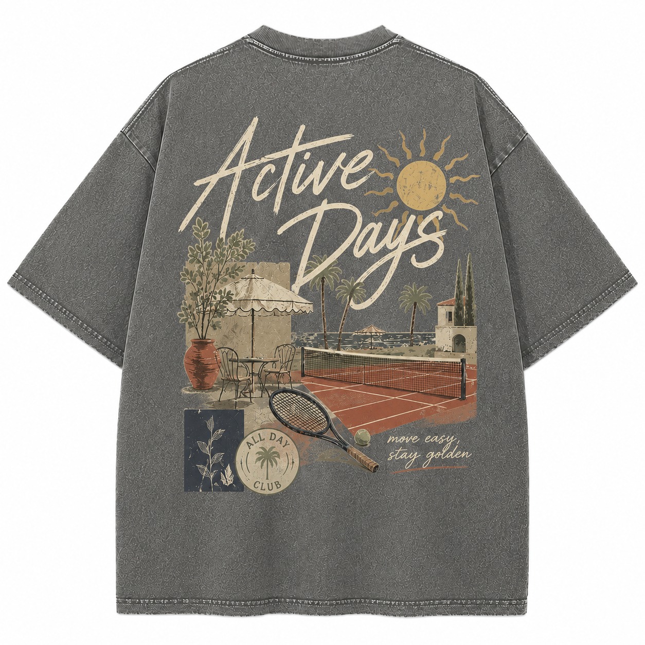 Active Days Tennis Graphic Washed Tee
