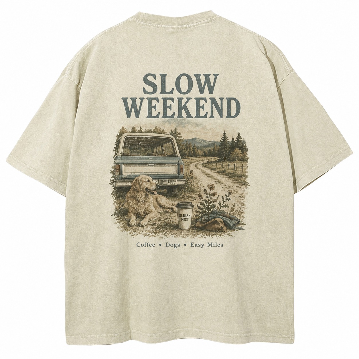 Slow Weekend Dog Graphic Washed Tee
