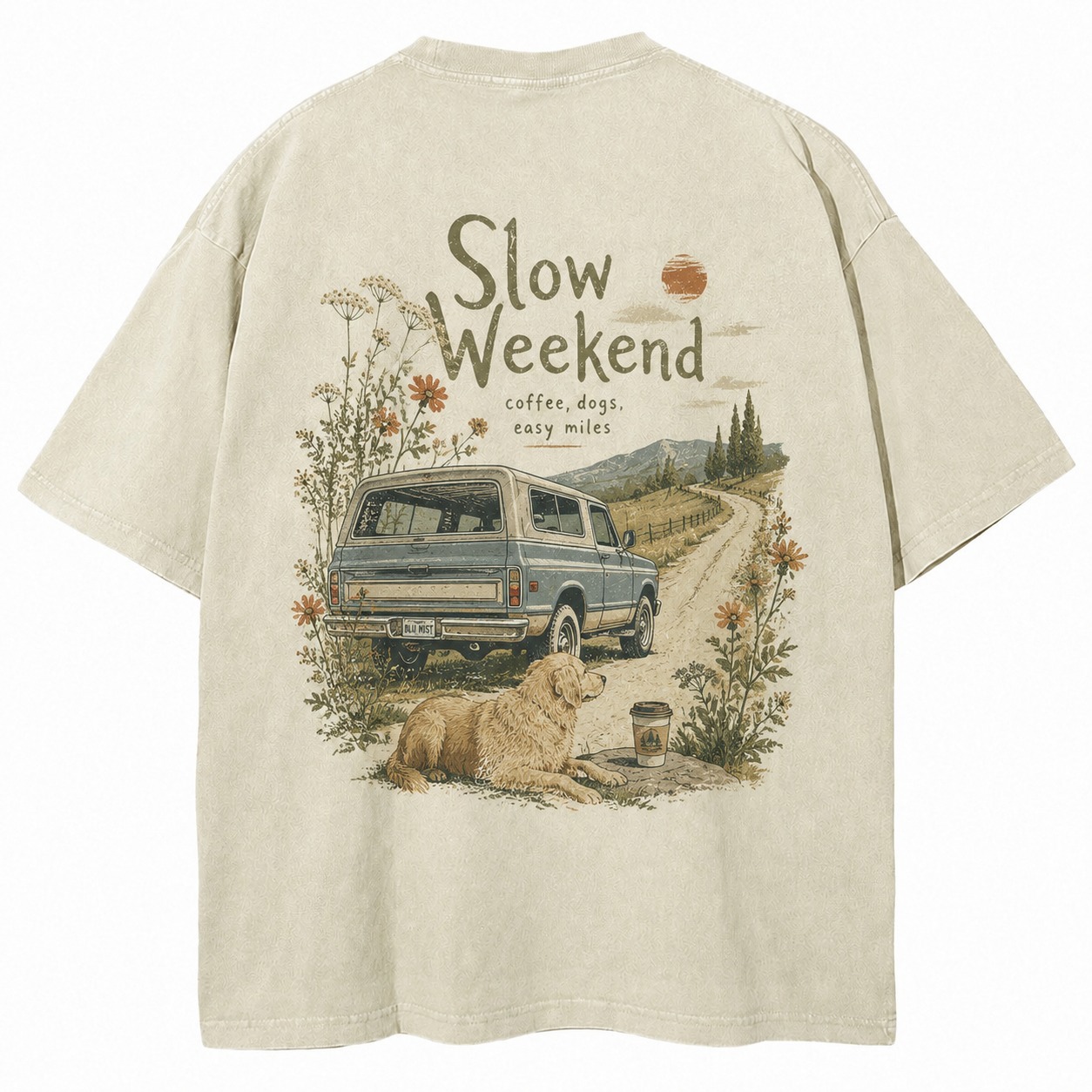 Slow Weekend Coffee Dogs Washed Tee