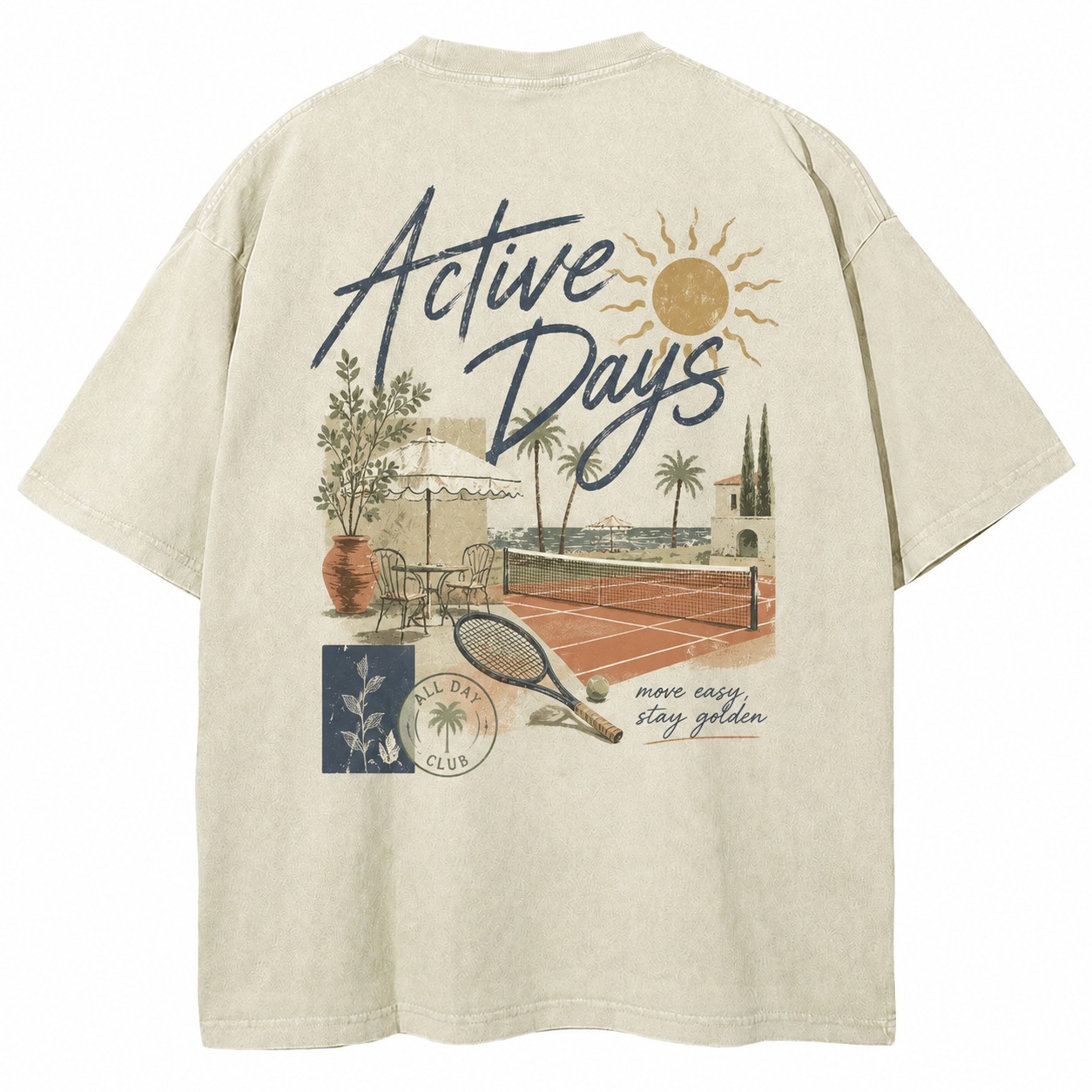 Active Days Tennis Graphic Washed Tee