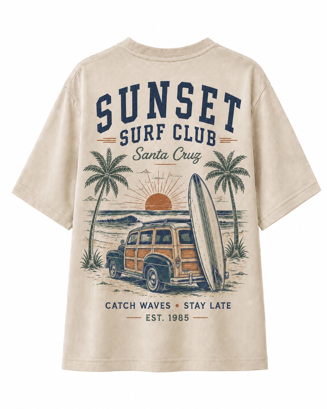Sunset Surf Club V-Neck Tee
