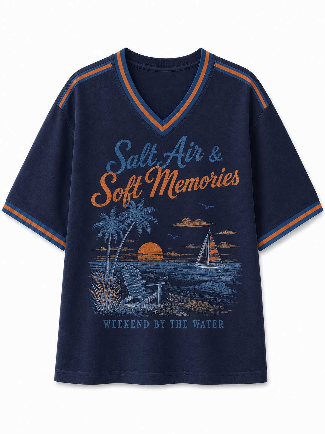 Salt Air & Soft Memories Coastal V-Neck Tee