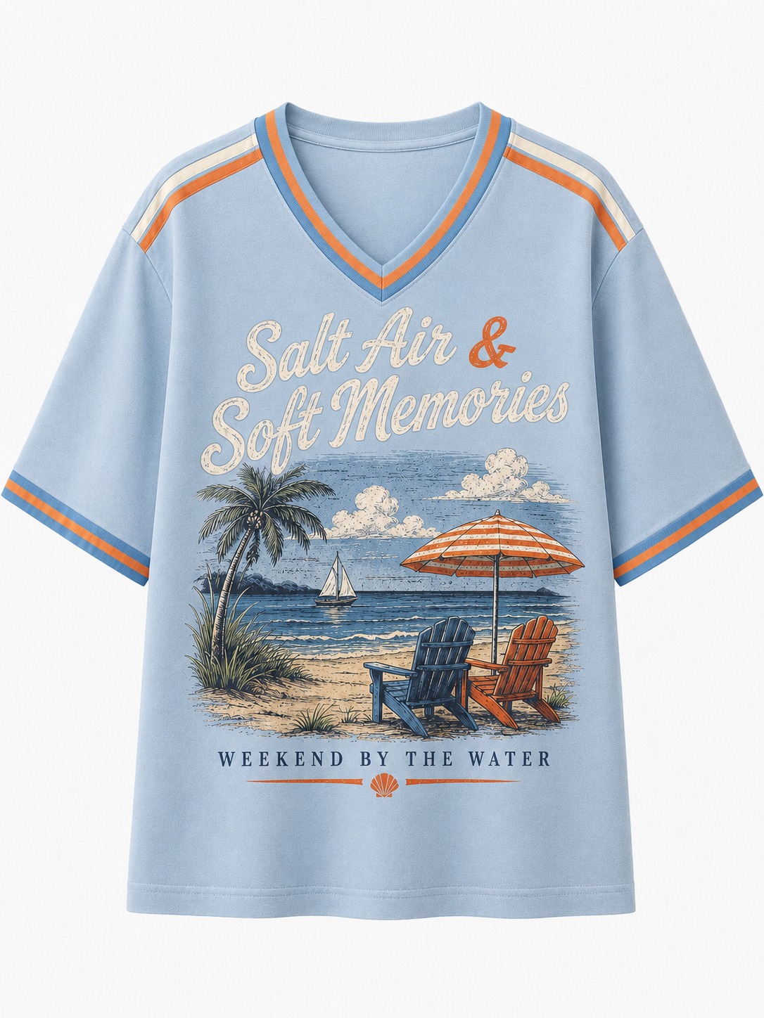 Salt Air & Soft Memories Beachside V-Neck Tee