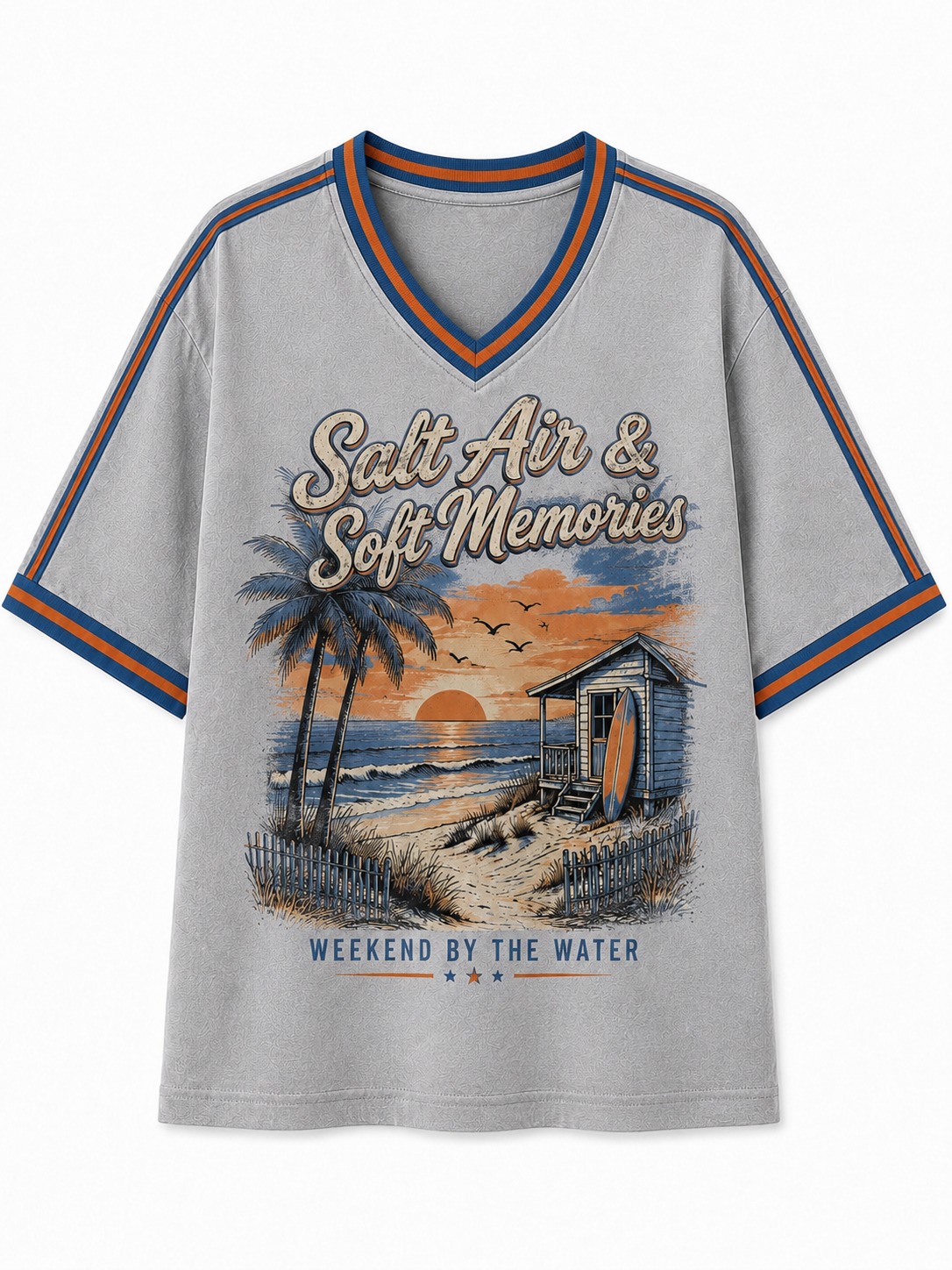 Salt Air & Soft Memories Sunset Shore V-Neck Tee