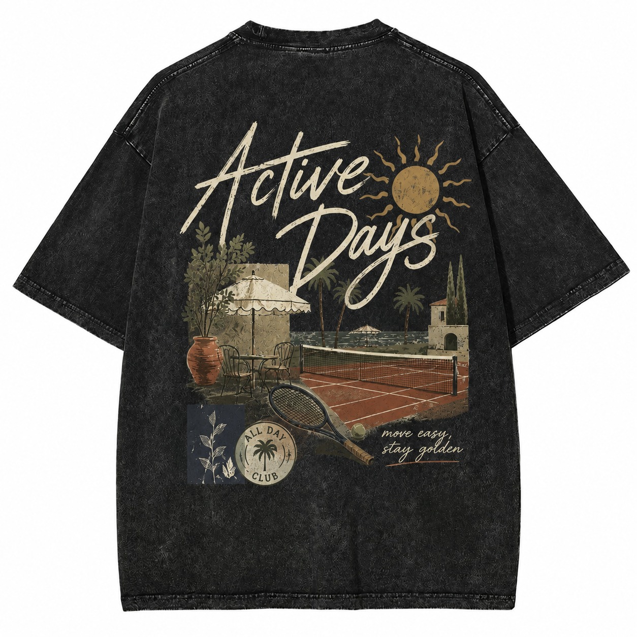 Active Days Tennis Graphic Washed Tee