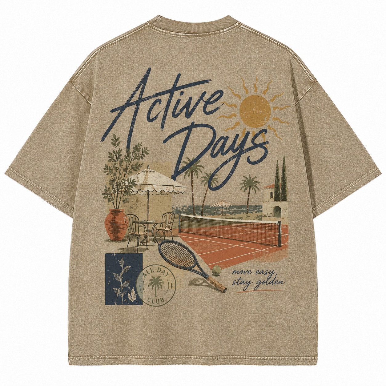 Active Days Tennis Graphic Washed Tee