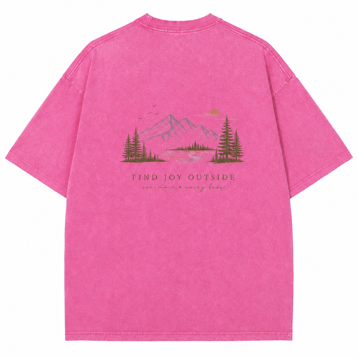 Find Joy Outside Mountain Graphic Washed Tee