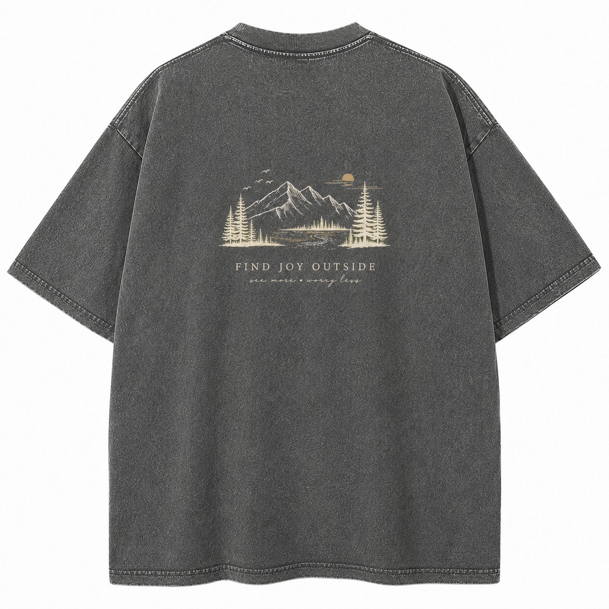 Find Joy Outside Mountain Graphic Washed Tee