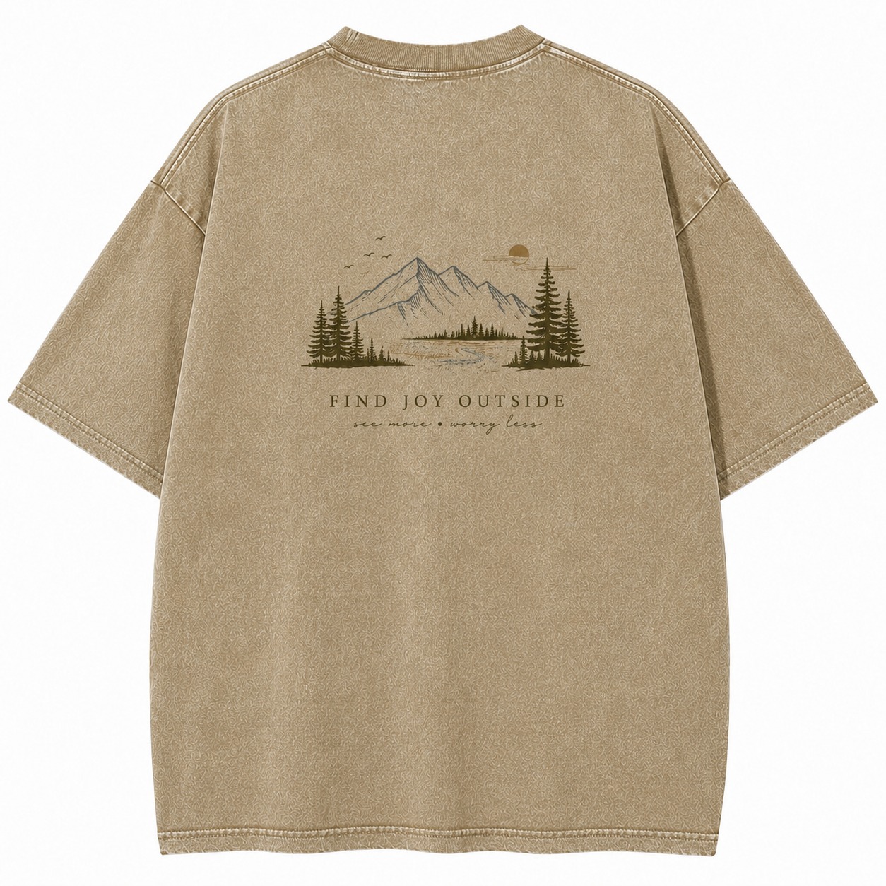 Find Joy Outside Mountain Graphic Washed Tee