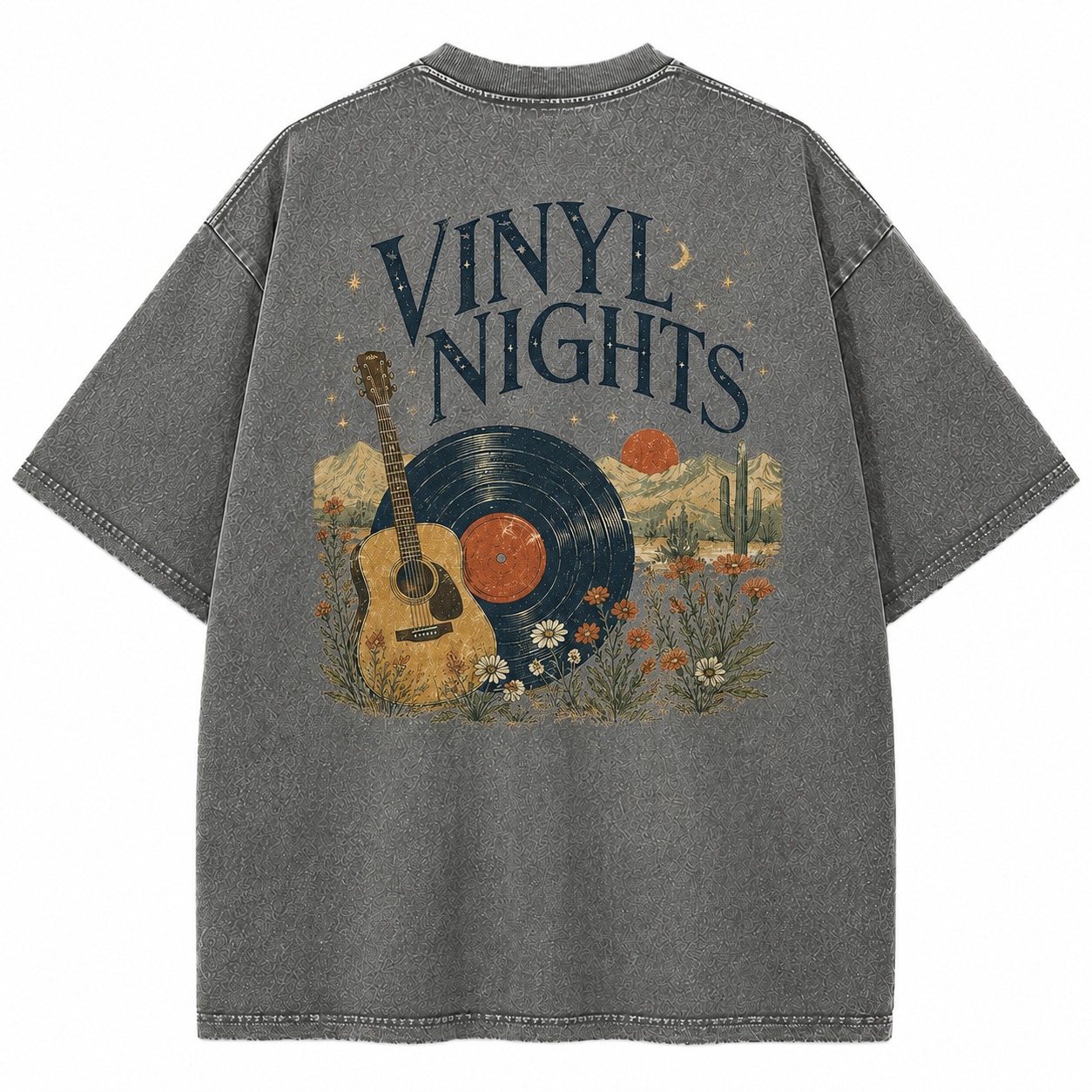 Vinyl Nights Music Graphic Washed Tee