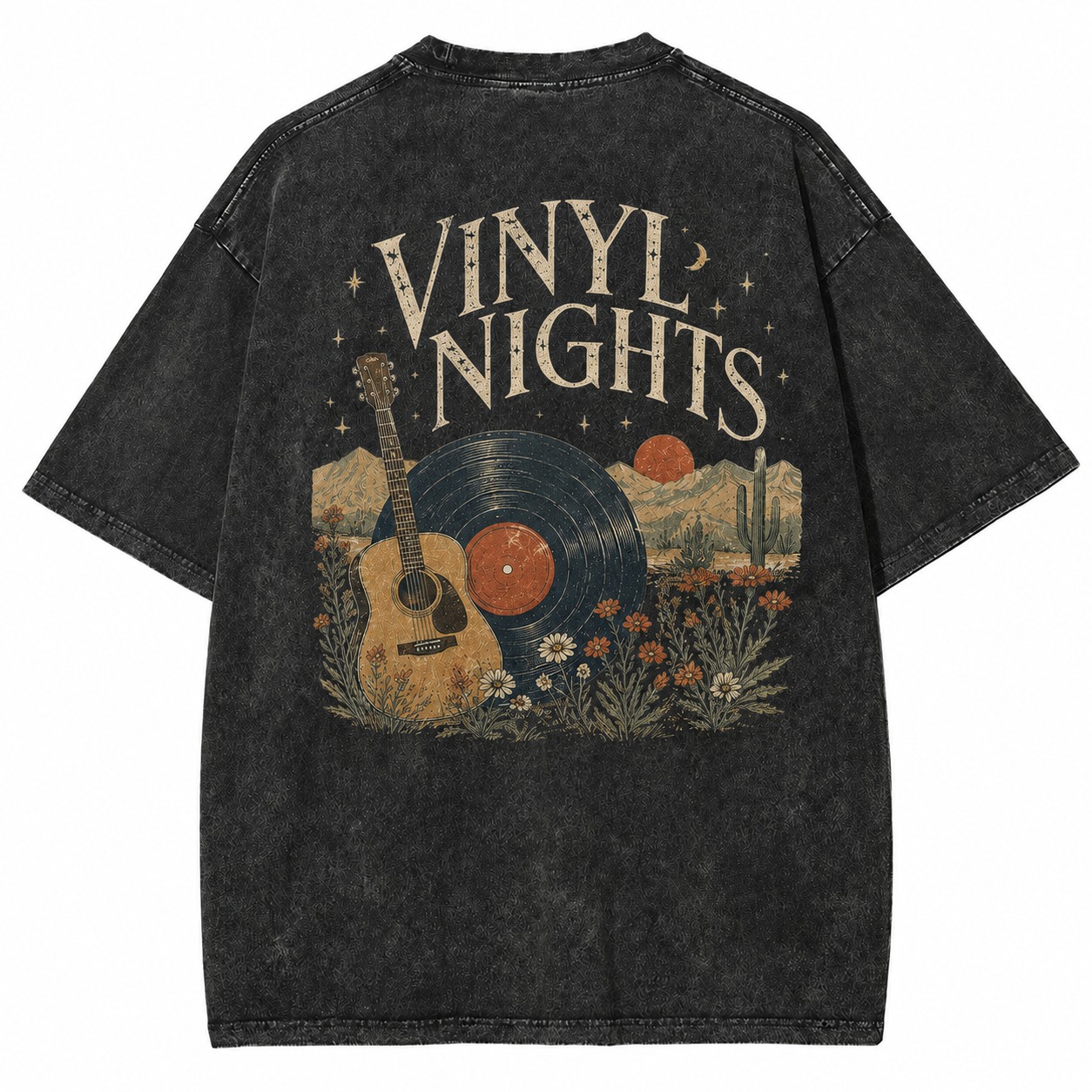 Vinyl Nights Music Graphic Washed Tee