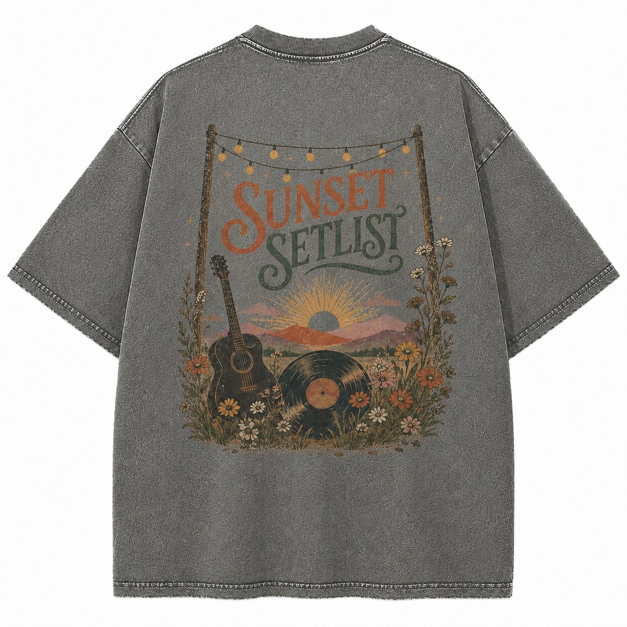 Sunset Setlist Music Graphic Washed Tee