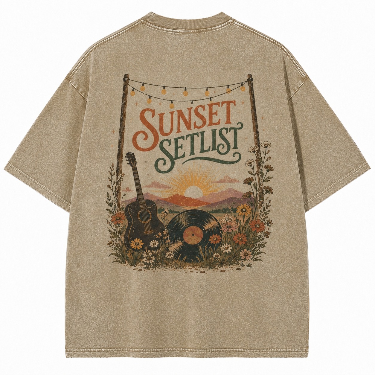 Sunset Setlist Music Graphic Washed Tee