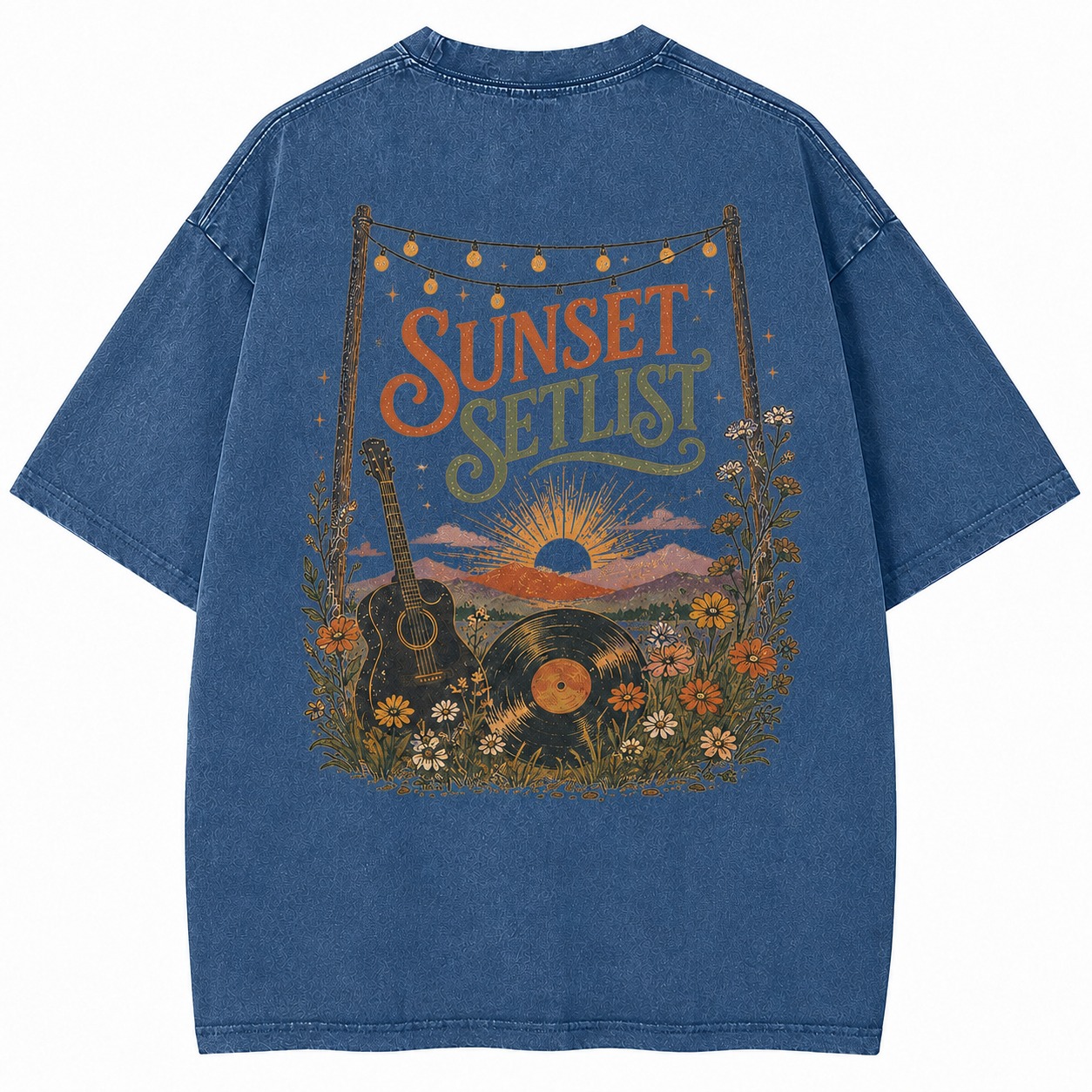 Sunset Setlist Music Graphic Washed Tee