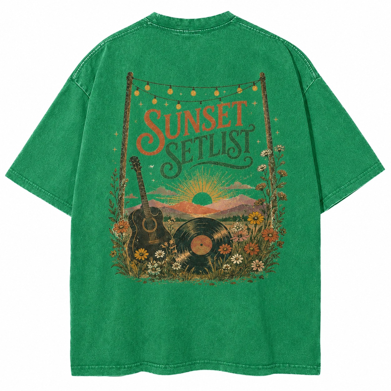 Sunset Setlist Music Graphic Washed Tee