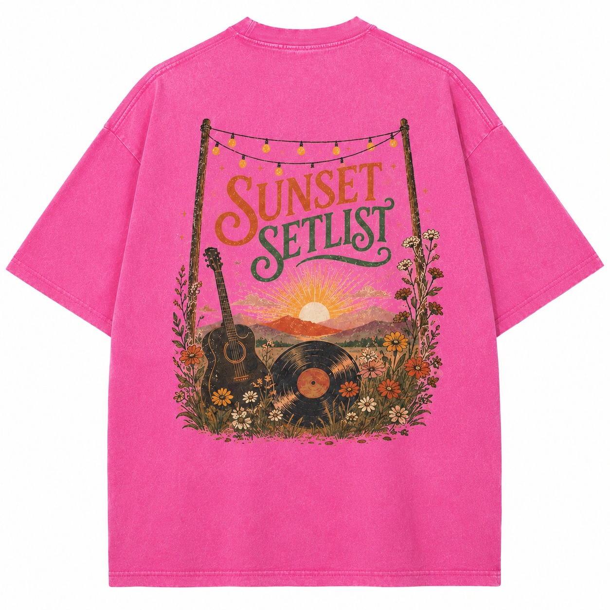 Sunset Setlist Music Graphic Washed Tee