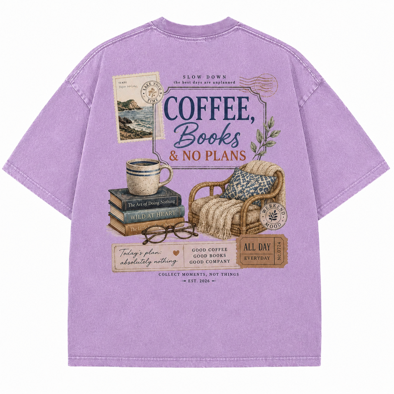 Coffee Books No Plans Tee