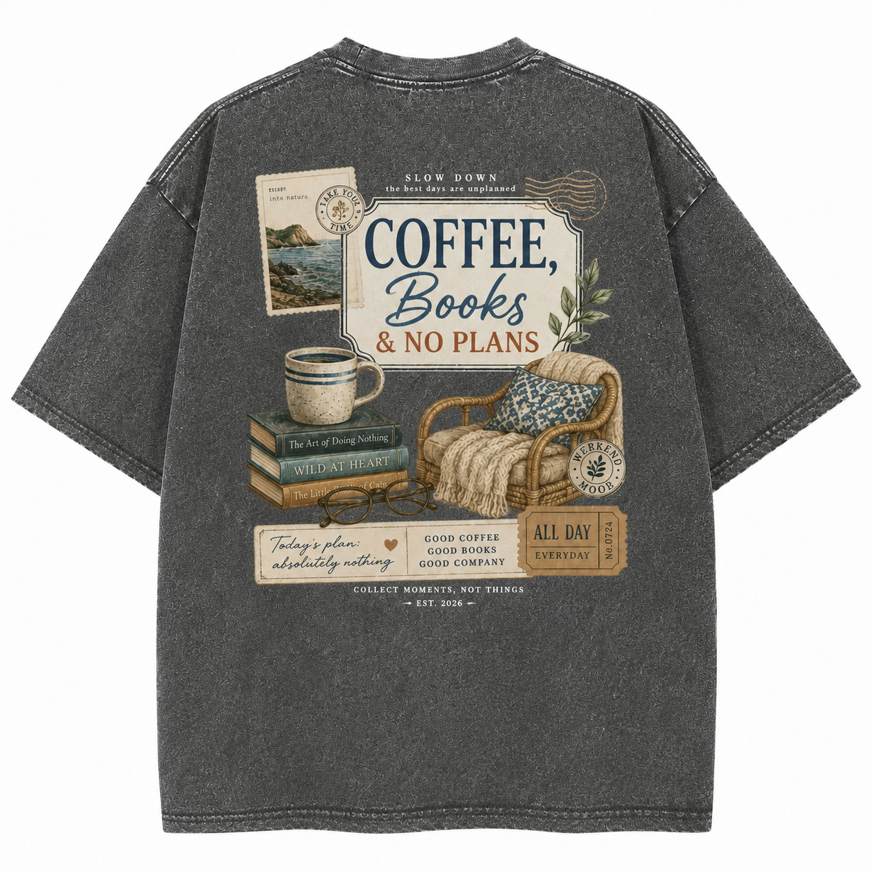 Coffee Books No Plans Tee