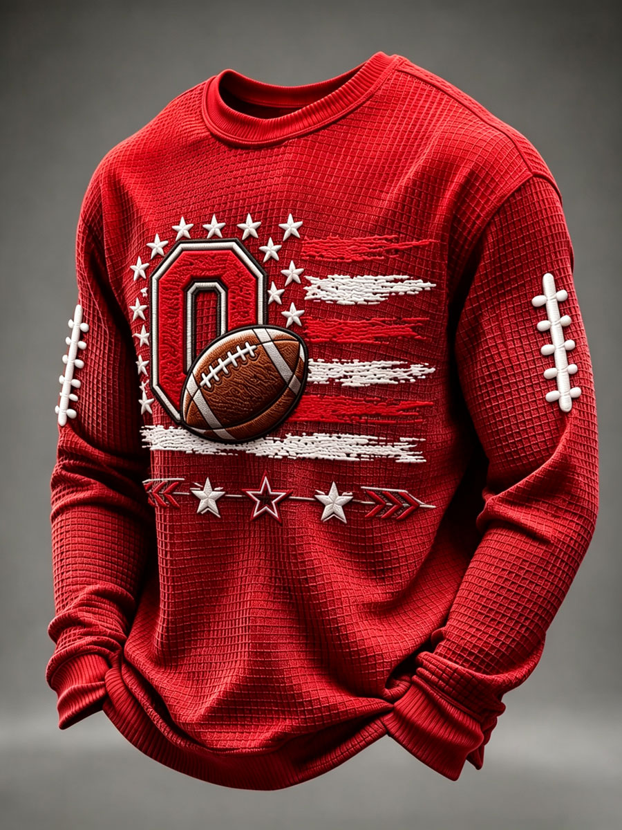 Men'S Football Game Printed Waffle Sweatshirt