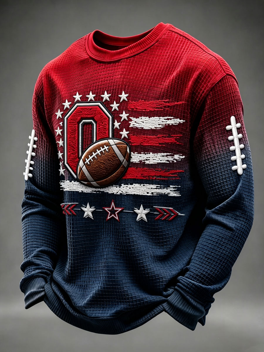 Men'S Football Game Printed Waffle Sweatshirt