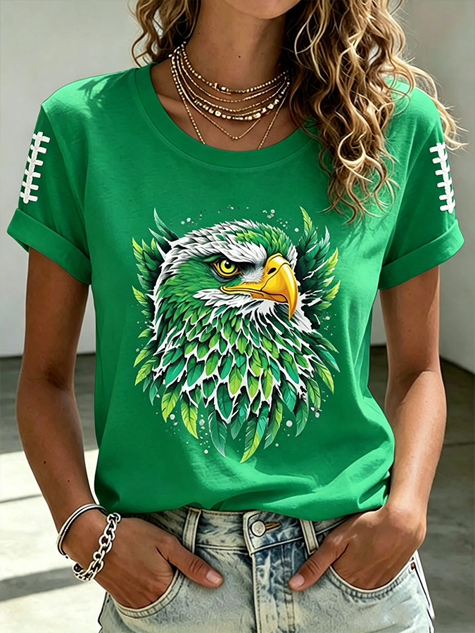 Women'S Retro Football Print T-Shirt