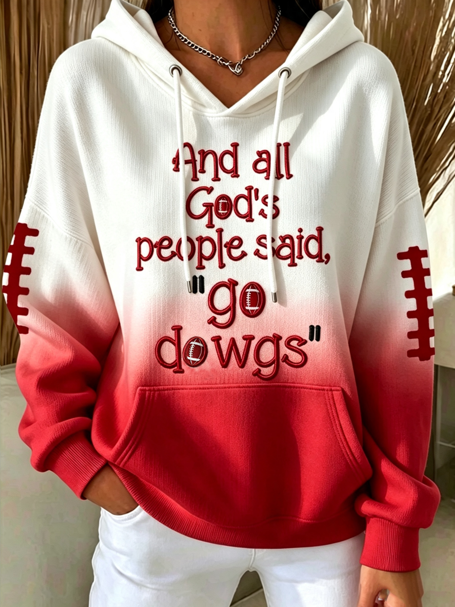 Women'S College Football Printed Hooded Sweatshirt