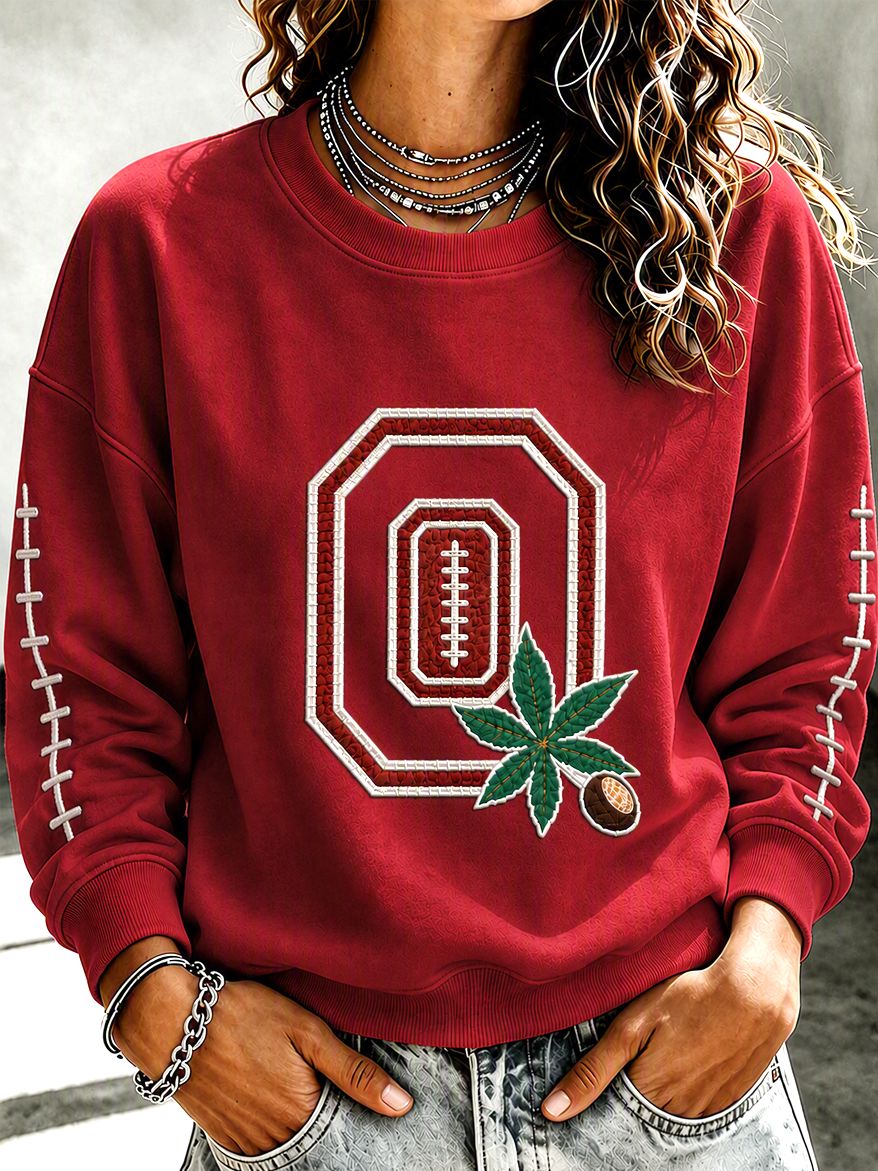 Ladies' Football Printed Round Neck T-Shirt
