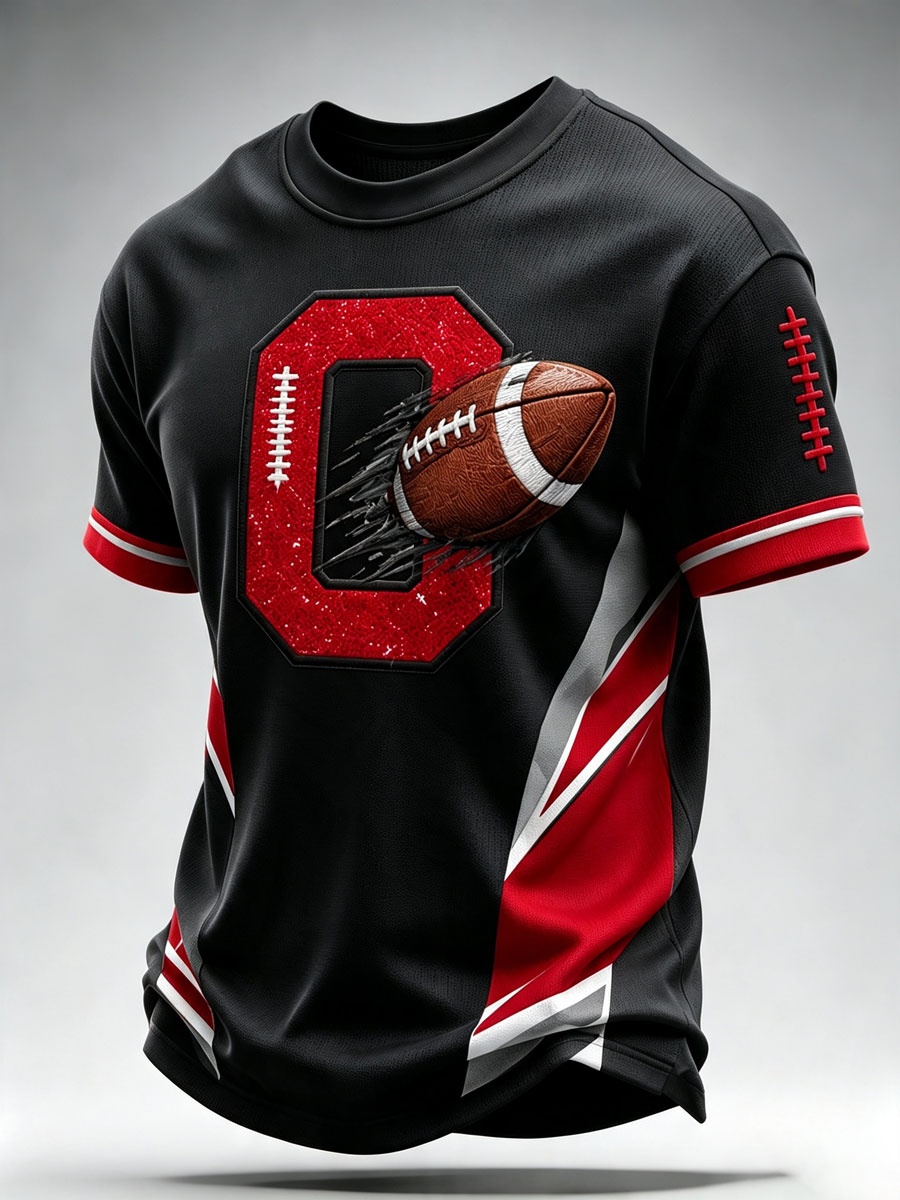 Men's Football Print Casual T-Shirt