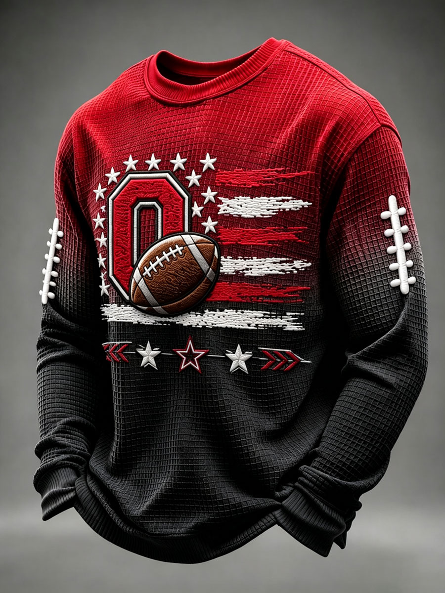 Men'S Football Game Printed Waffle Sweatshirt