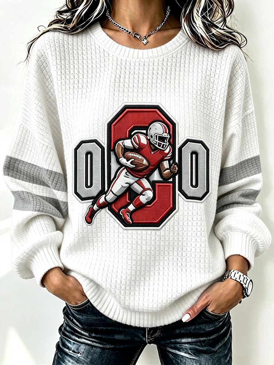 Ladies' Football Fan Casual Waffle Hoodie