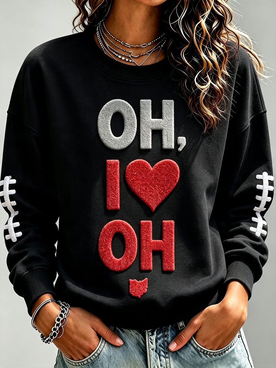 Ladies' Rugby Printed Round Neck T-Shirt