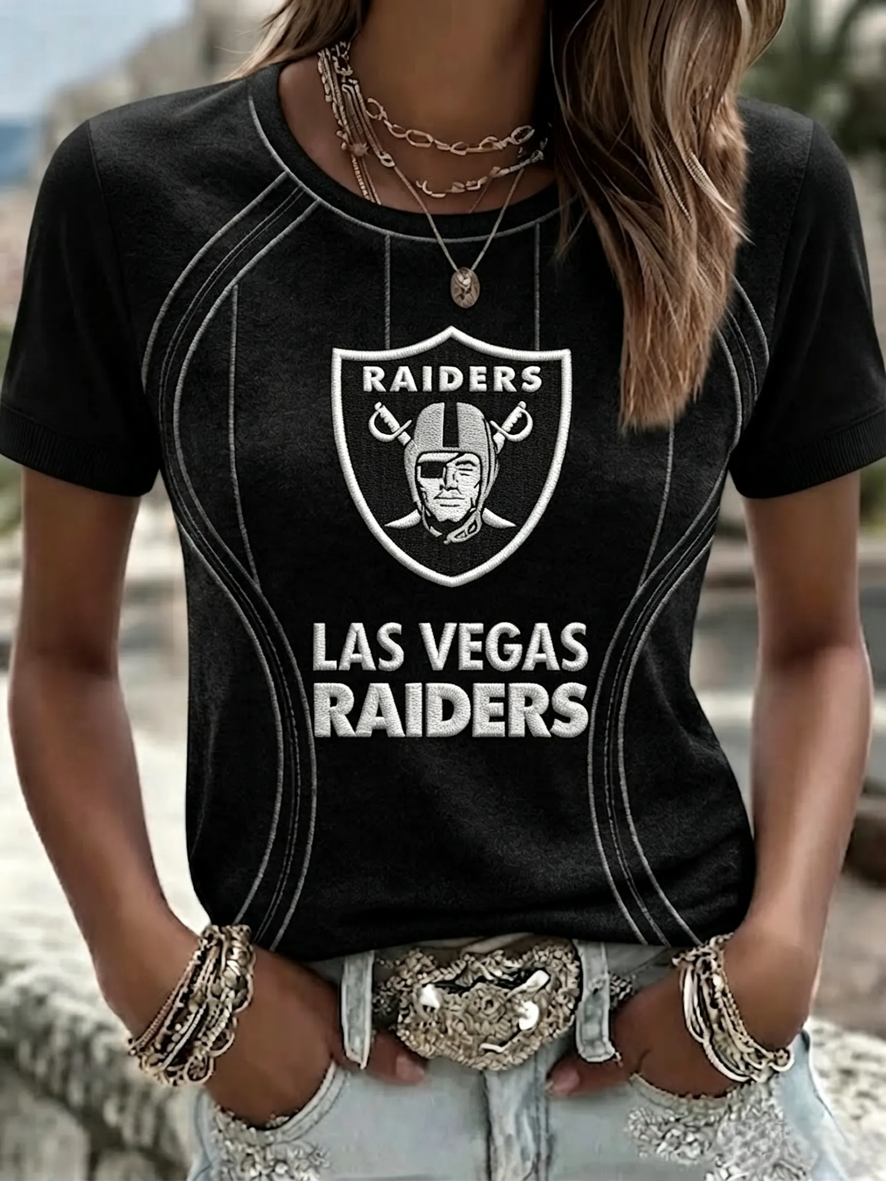 Women's Casual Football Print T-Shirt