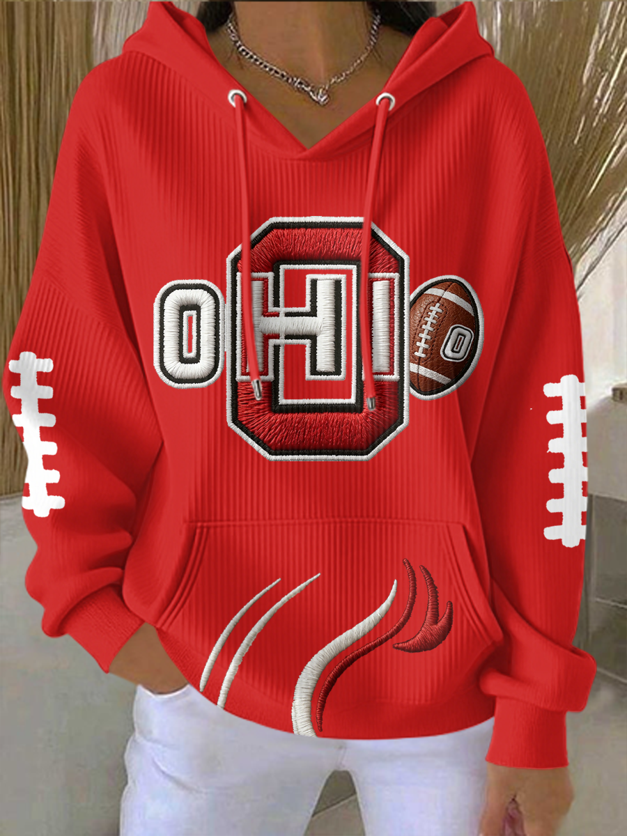 Women'S College Football Printed Hooded Sweatshirt